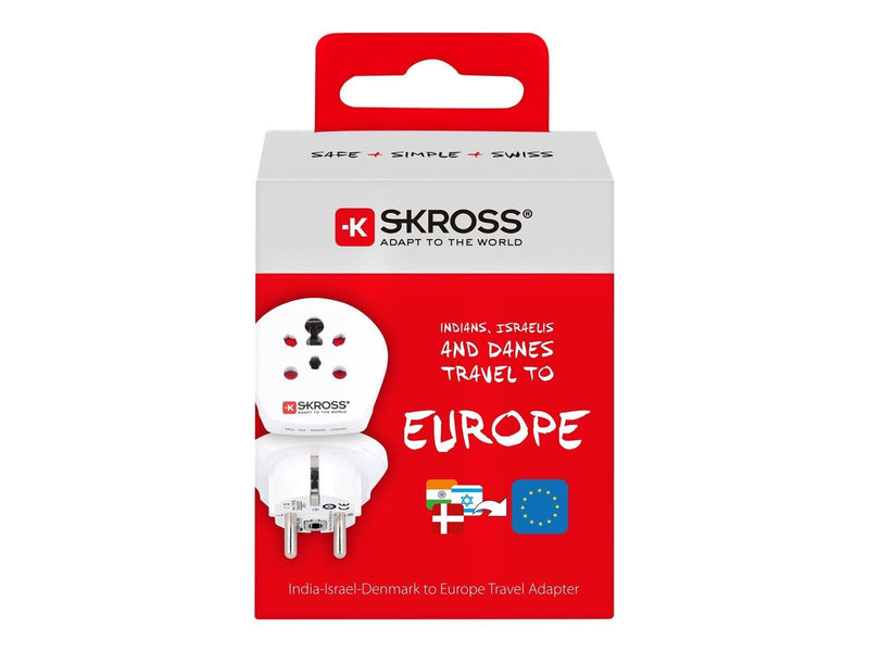 SKross Country Travel Adapter India-Israel-Denmark to Europe