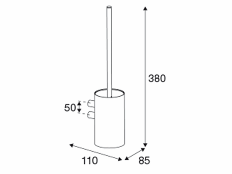 Pressalit Toilet brush for wall mounting, w/bowl, polished stainless steel