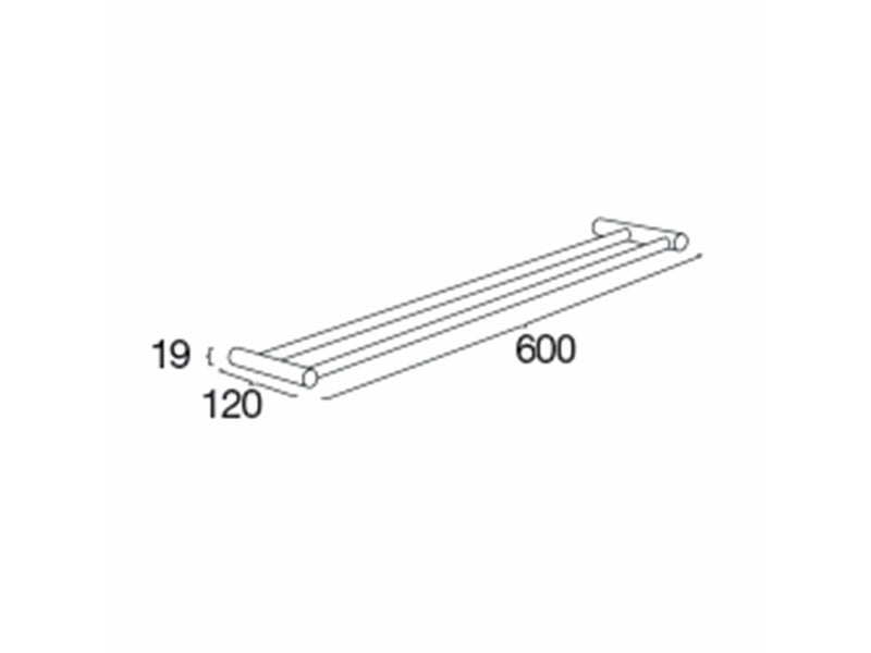Pressalit towel rail 120x600 mm double polished