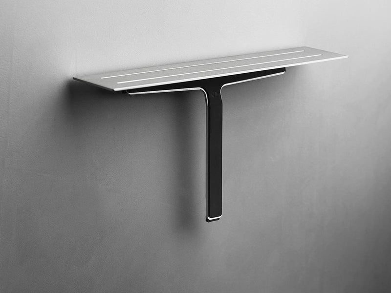 Unidrain Reframe Collection soap shelf and shower wiper, Brushed