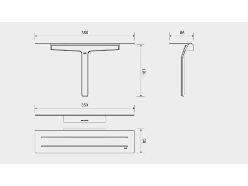 Unidrain Reframe Collection soap shelf and shower wiper, Brushed
