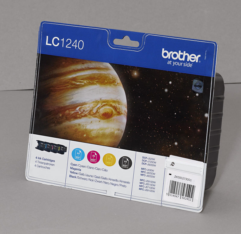 Brother Original LC-1240 Druckerpatronen 4er Multipack BK/C/M/Y 2.400 Seiten (LC1240VALBPDR)