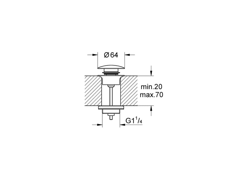 Grohe Ablaufgarnitur mit Druckstopfen, chrom