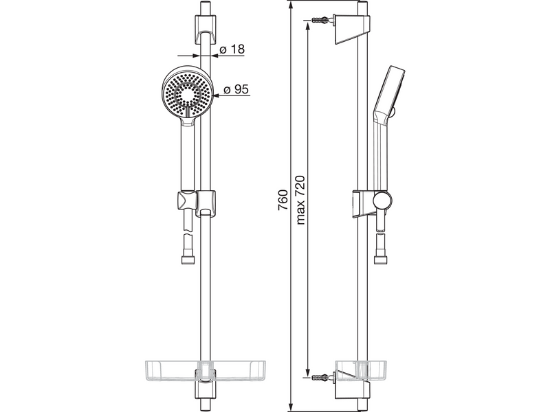 Oras apollo shower set 95mm 3 jet functions 1750mm shower ho