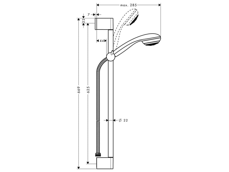 Hansgrohe crometta 85 mono hand shower unica'crometta wall b