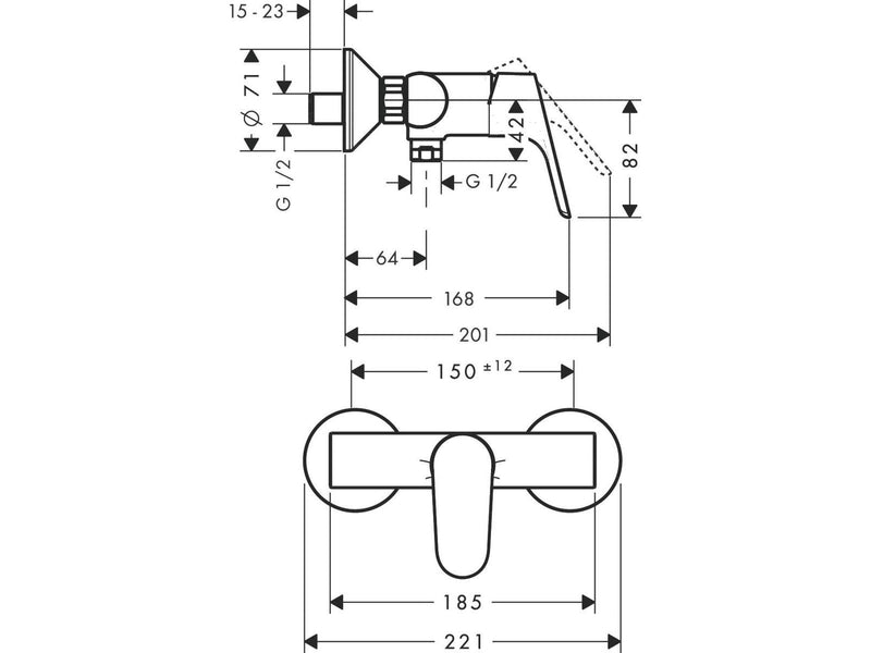 Hansgrohe focus single lever shower mixer for exposed instal