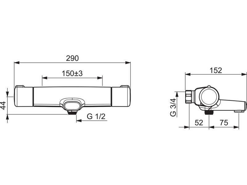 Oras nova shower thermostat with bath spouth 3/4