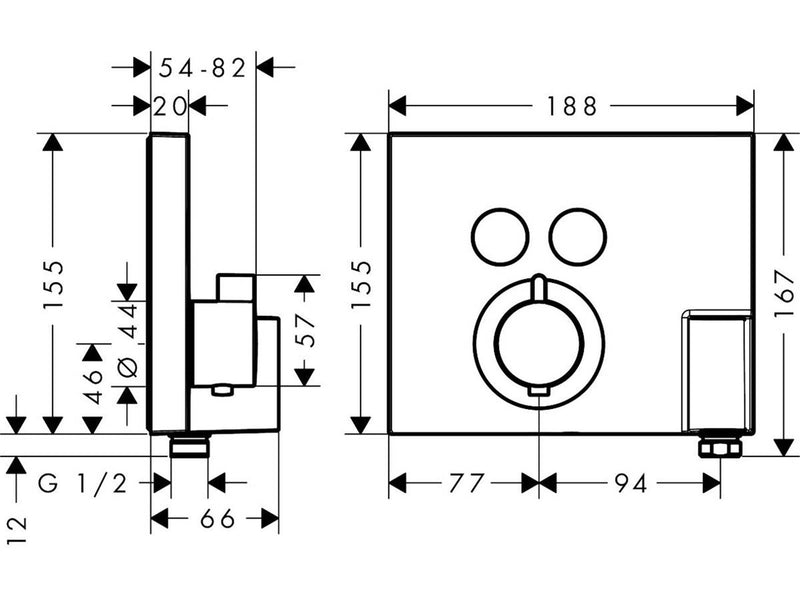 Hansgrohe showerselect thermostatic mixer for concealed inst