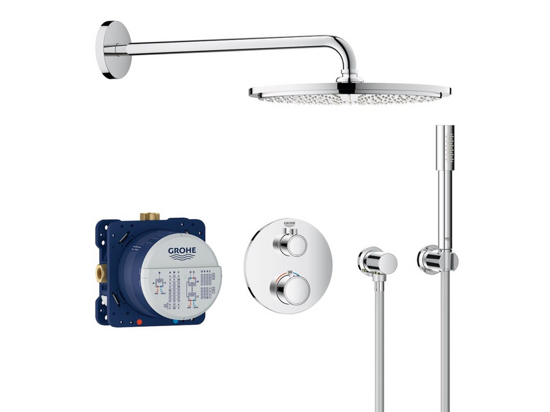 Grohe Grohtherm shower system, 2 heads, Wall, Chrome