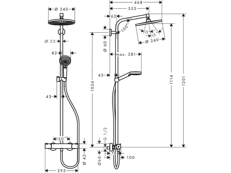 Hansgrohe crometta s 240 ecosmart showerpipe