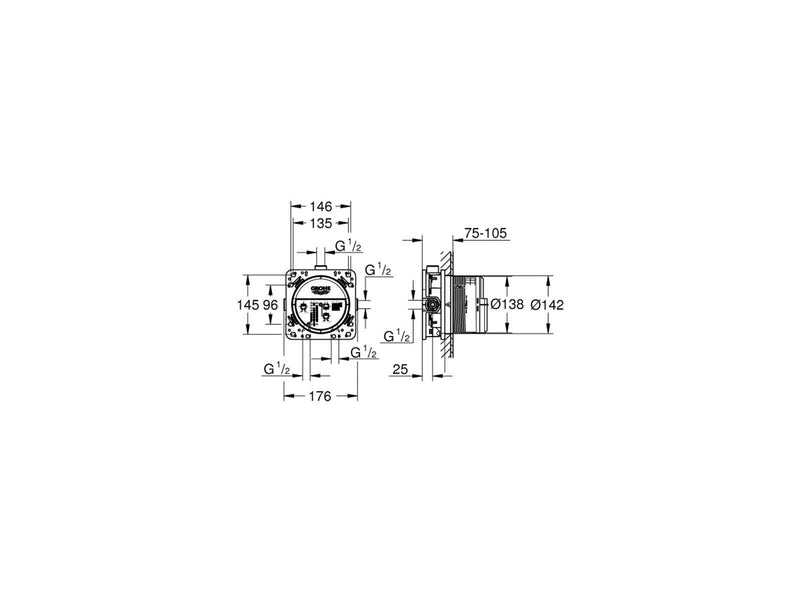 Grohe Rapido SmartBox, Universal Unterputz-Einbaukörper, DN 15