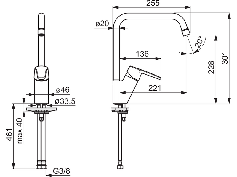 Oras saga 3933f kitchen faucet high spout