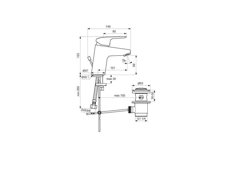 Børma Borma ceraflex basin mixer with pull up waste chrome