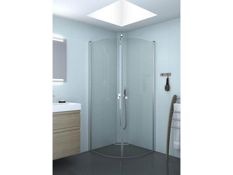 Dansani match quadrant hinged door 79-81 cm satin/clear