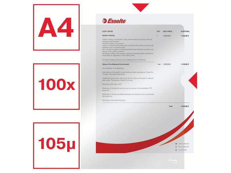Esselte Plastomslag  A4 0.105mm 100stk/pak