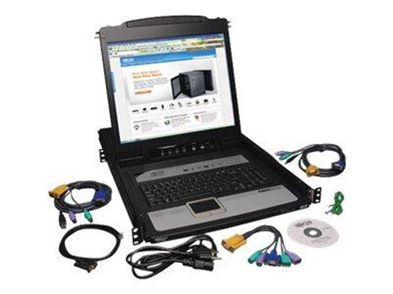 19" Tripp Lite Eaton Series 8-Port Rack Console KVM Switch built in IP w/ 19" LCD 1U