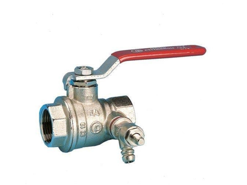 Pettinaroli F x f fullway ball valve with drain-off and red steel lever