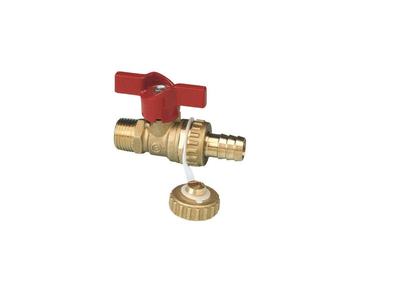 Pettinaroli Hose union ball valve with cap base ø1/2"m x 3/4"m tail