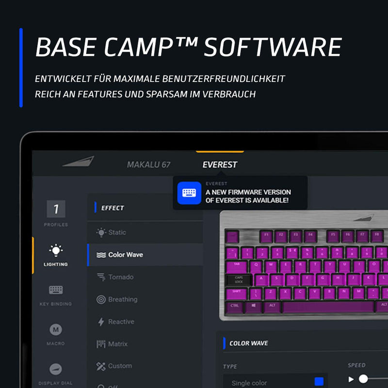 Mountain Everest Max Gunmetal Grey - RGB Gaming Tastatur mit CHERRY MX Blue Switches