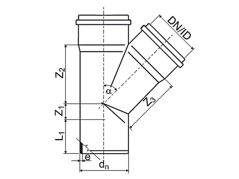 ALIAXIS 110x110mm x 67.5° branch ht-pp