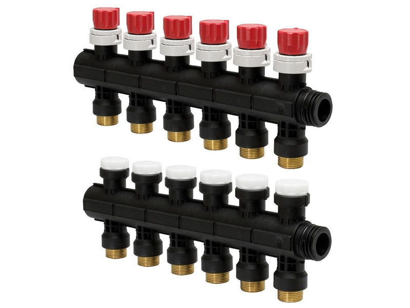 Uponor vario plus manifold w. valve ls 6x 3/4 euro