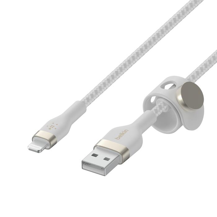 Belkin BoostCharge Pro Flex USB-A Kabel mit Lightning Connector (3m, Weiß)