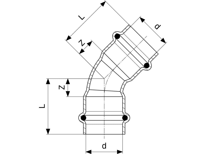 Viega Profipress G bend 45° 18 Copper/bright 345617