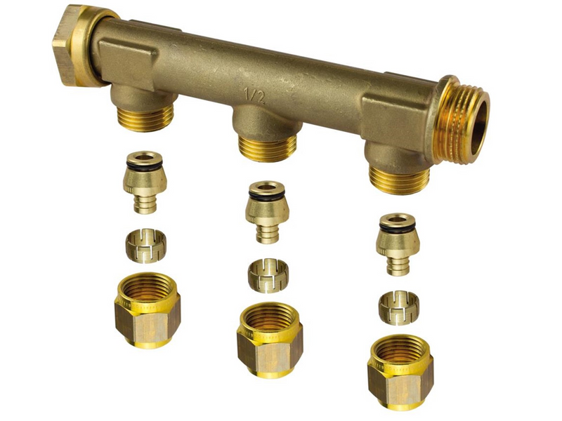 Uponor aqua plus manifold male swivel wtr pex dr 3/4mt/sn 3x15c/c50mm