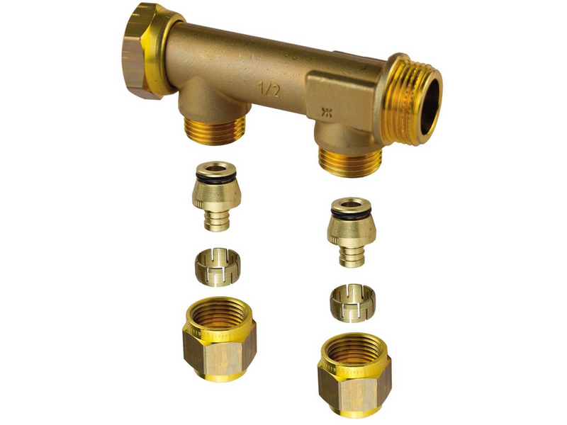 Uponor aqua plus manifold male swivel wtr pex dr 3/4mt/sn 2x15c/c50mm