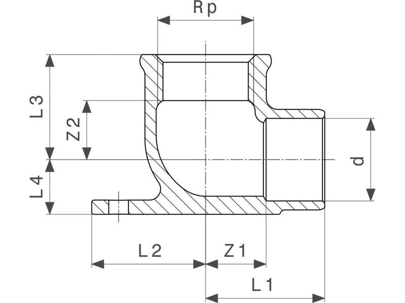 Viega Deck angle with wall flange 15 mm x 1/2" gunmetal