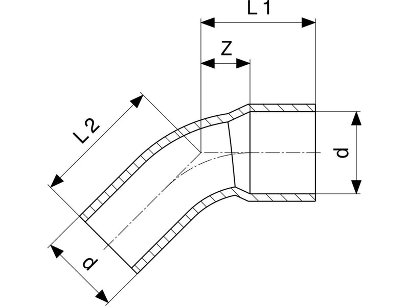 Viega Bend 45° nipple/socket 28 mm copper
