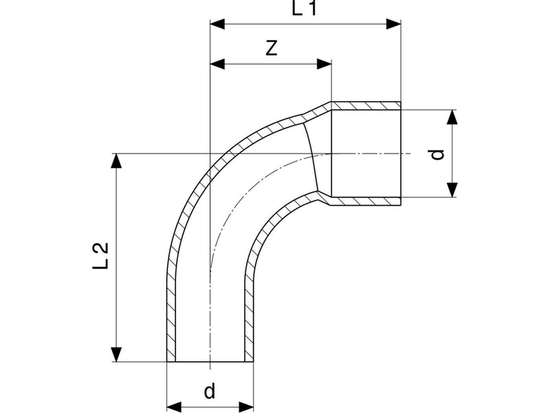 Viega Bend 90° nipple/socket 15 mm copper