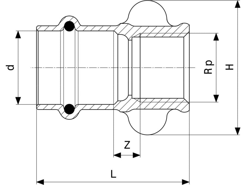 Viega Profipress G transition 22 x 3/4" socket/socket gunmetal