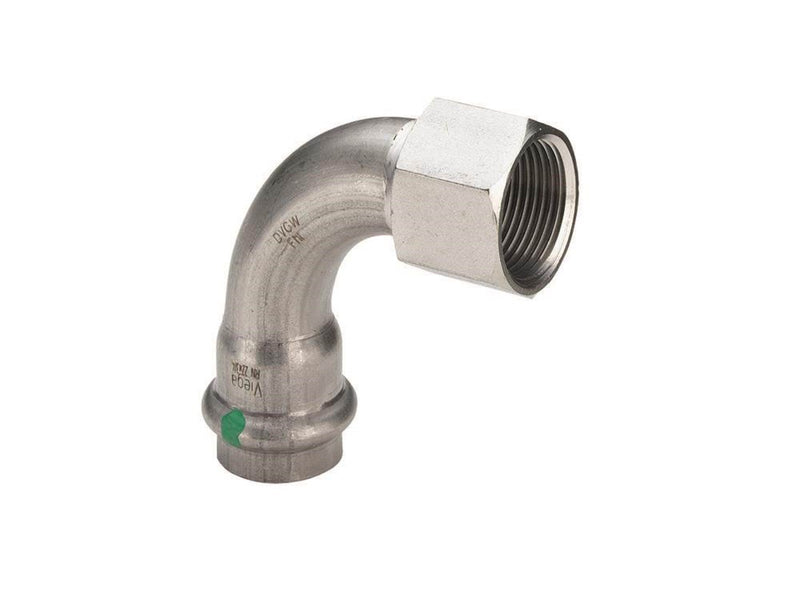 Viega Sanpress Inox transition bend 90° socket/socket 15 mm x 1/2" stainless steel