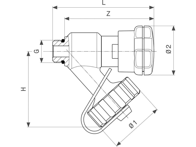 Viega Easytop drain valve 1/4" gunmetal