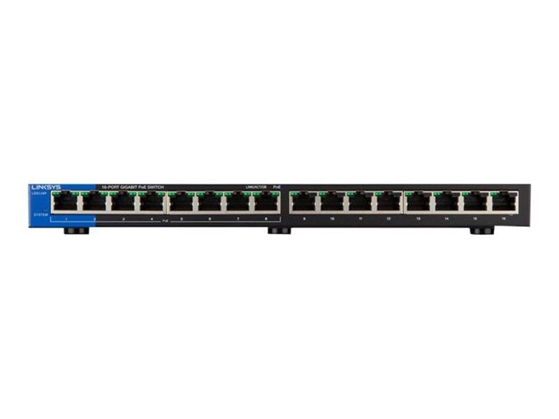 Linksys LGS116P 16-Port Business Desktop Gigabit PoE+ Switch (PoE+ 80W)