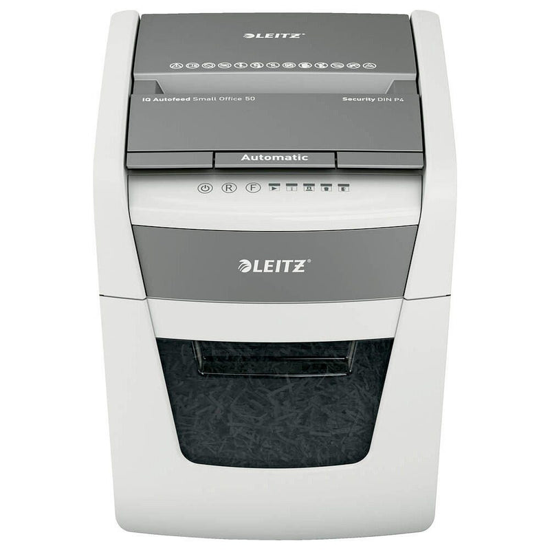 LEITZ IQ Autofeed Small Office 50 Aktenvernichter P-4 50 Blatt weiß