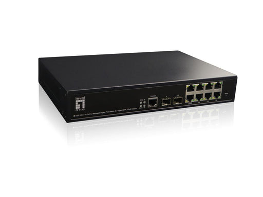 LevelOne Switch 10 Gigabit Ethernet-Ports mit 8 PoE Gigabit-Ports 180W 2 Gigabit SFP (GEP-1061)