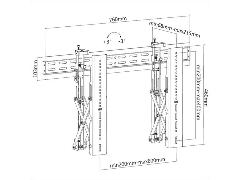 Multibrackets M Public Video Wall Befestigungskit Push 45 kg 70" 200 x 200 mm