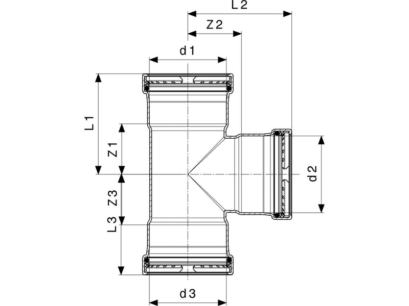 Viega Prestabo XL T-piece 88.9 mm galvanized steel