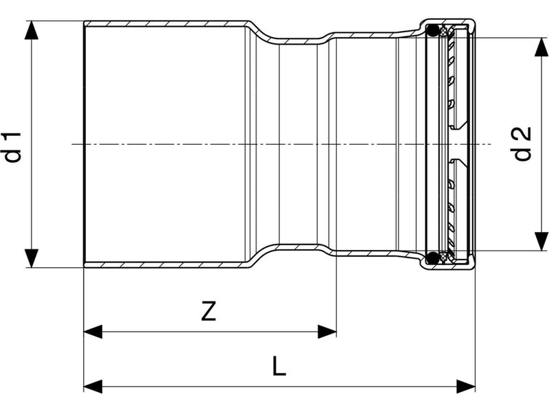 Viega Prestabo XL reduction 88.9 x 76.1 mm galvanized steel