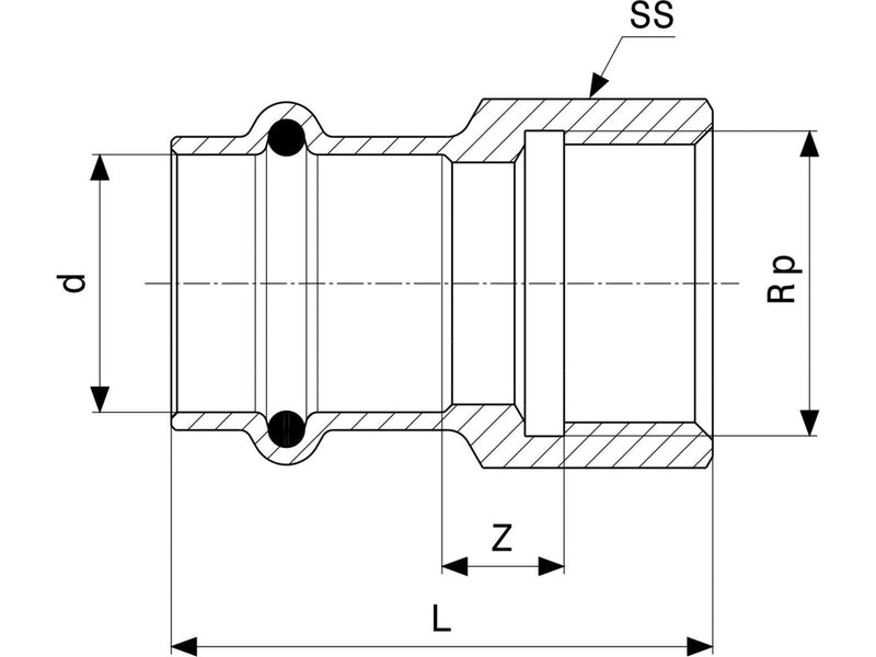 Viega Prestabo transition 15 x 1/2" socket/socket galvanized steel