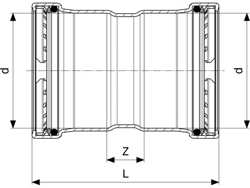 Viega Prestabo XL sleeve 76.1 mm galvanized steel