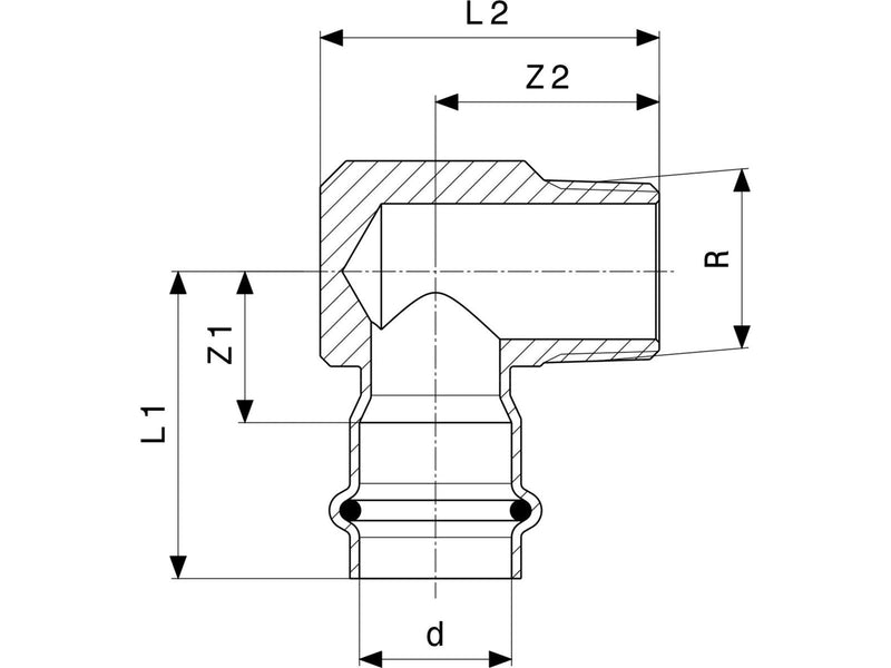Viega Prestabo transition angle 90° 15 x 1/2" galvanized steel