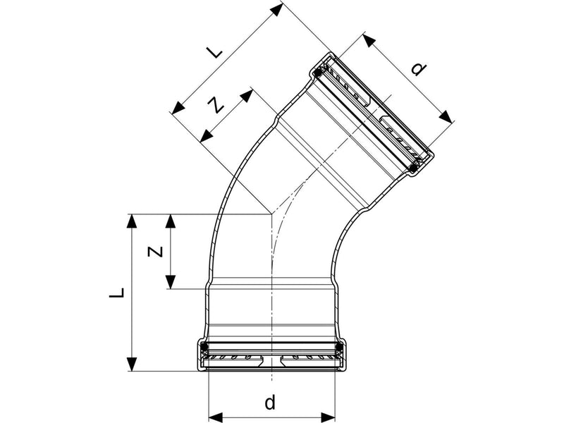 Viega Prestabo XL bend 45° 88.9 Steel/Galvanized 597627