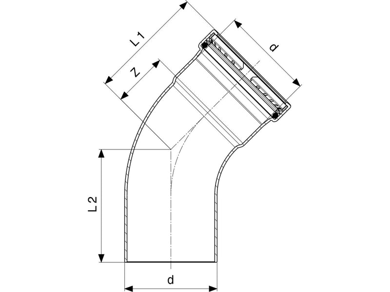 Viega Prestabo XL bend 45° 88.9 Steel/Galvanized 597702