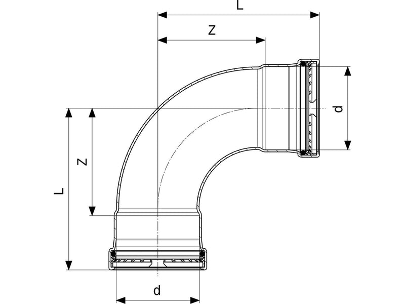 Viega Prestabo XL bend 90° 88.9 Steel/Galvanized 597580