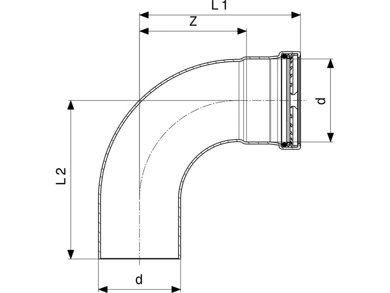 Viega Prestabo XL bend 90° 88.9 Steel/Galvanized 597665