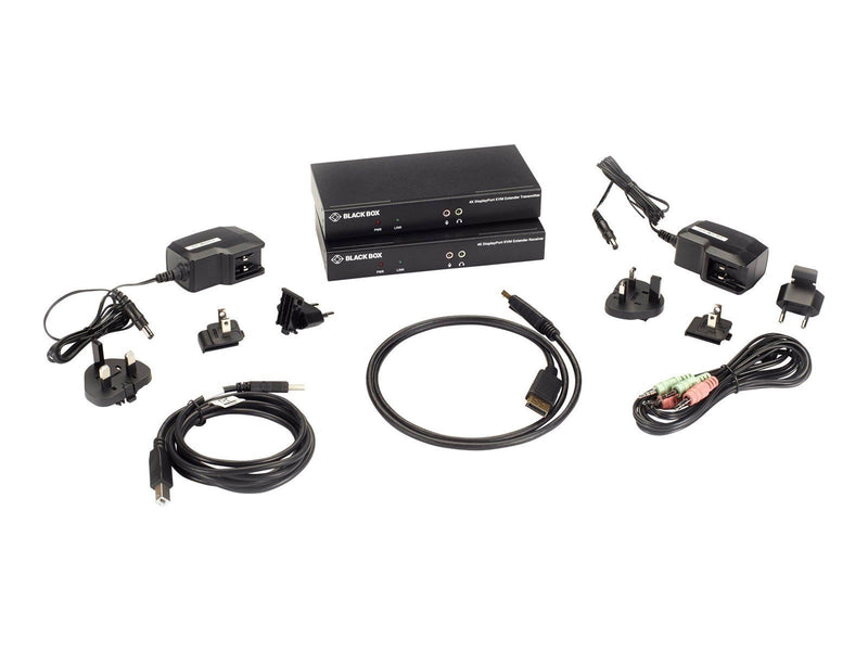 Black Box KVX Series KVM Extender over CATx - 4K Single-Head DisplayPort USB 2.0 Hub Serial Audio Local Video