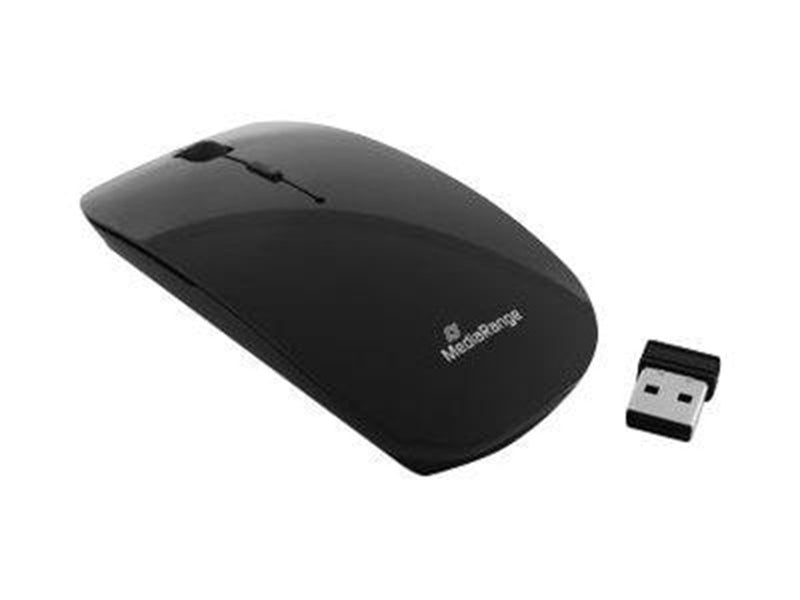 MediaRange MROS215 - mouse - 2.4 GHz - glossy black - Maus (Schwarz)